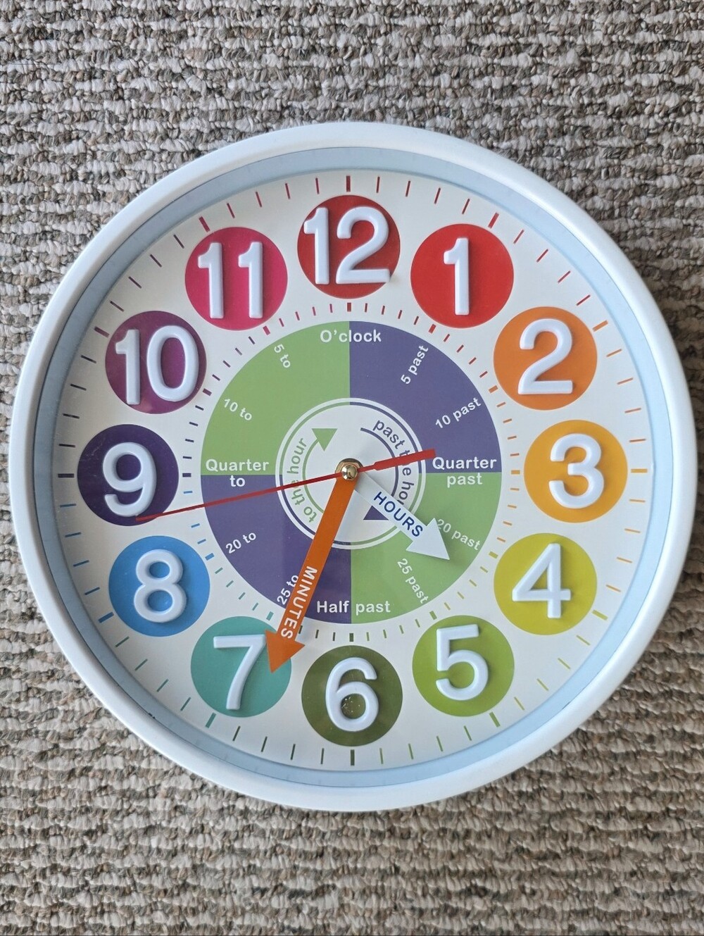 12" Wall Clock for Kids Learning to Tell Time